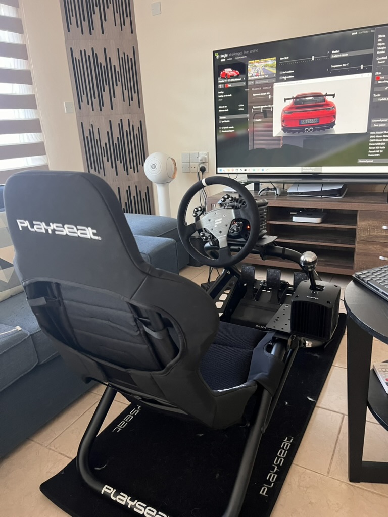 Full setup in living room with ACC on screen