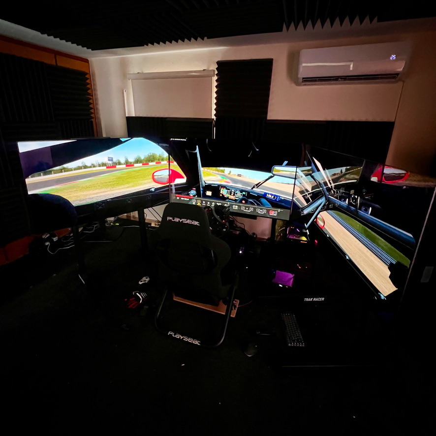 Dedicated sim room with triple 55 inch OLEDs